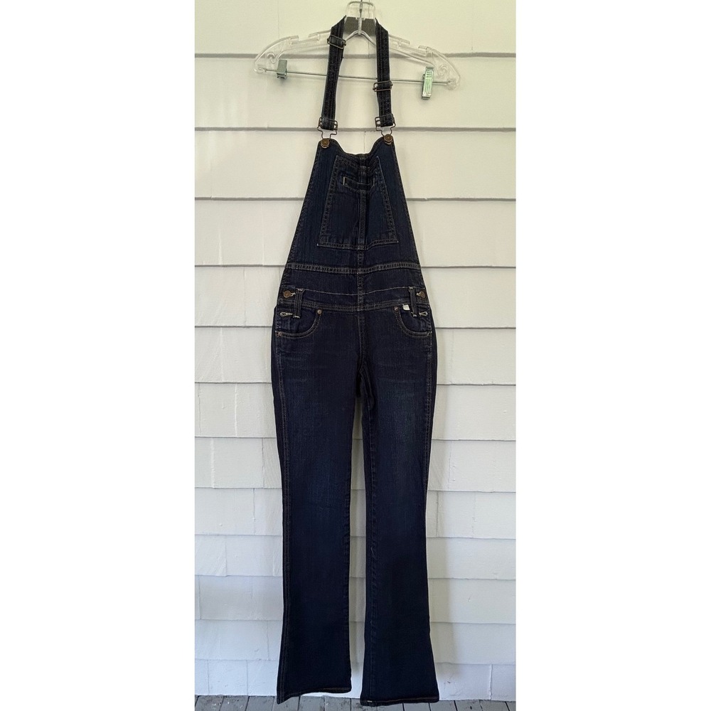True Religion Bootcut/Flare Halter Dark Wash Denim Overalls Size 26 NWOT!
